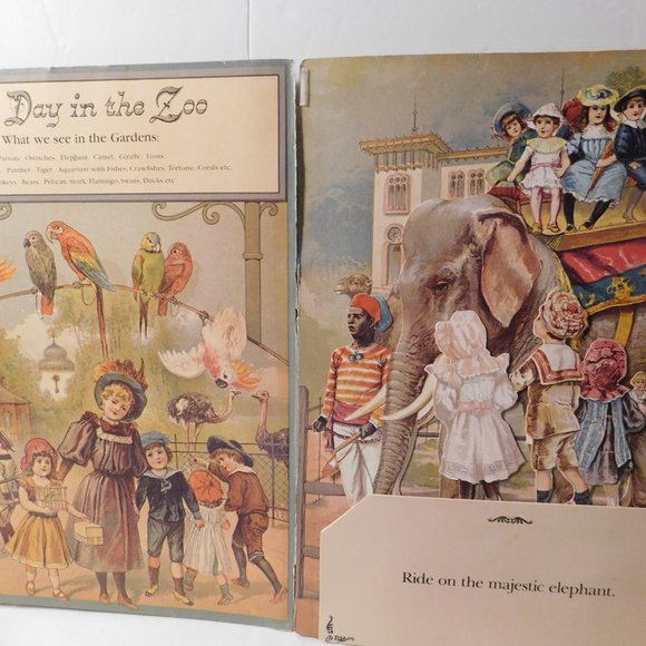 A Day in the Zoo A Reproduction of an Antique Pop-Up Book Vintage - Picture 6 of 16